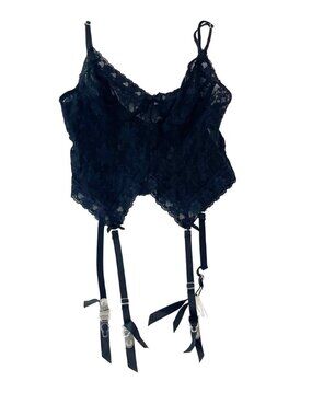 Fredrick’s of Hollywood Black Lace Lingerie Top Straps Garter - Size Small
